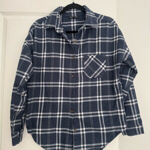 Brandy Melville women’s flannel plaid causal button down shirt top one size